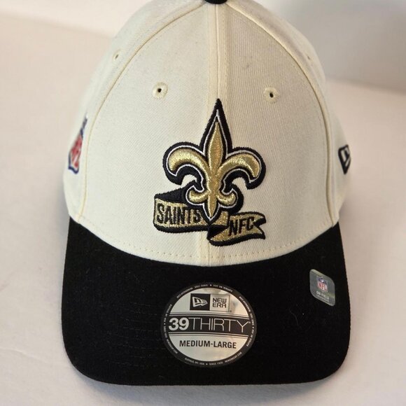 New Orleans Saints Embroidered Hat New Era 39 Thirty Off-White/Black M/L - Picture 8 of 12